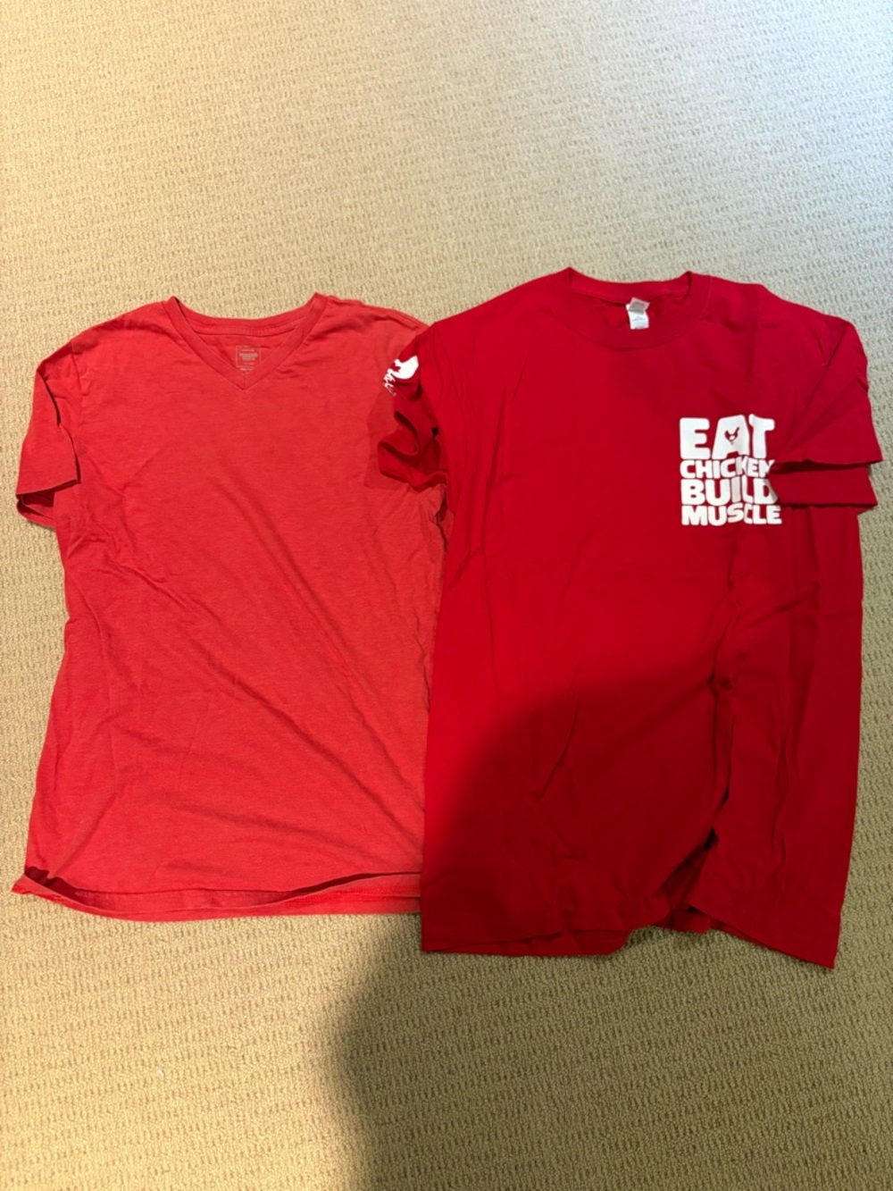 Pair of Red Graphic & Solid T-Shirts